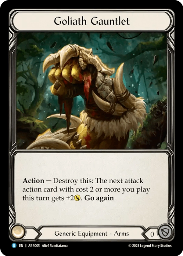 (005) Flesh & Blood TCG Armory Deck: Rhinar Single: Goliath Gauntlet (Rainbow Foil) Rare