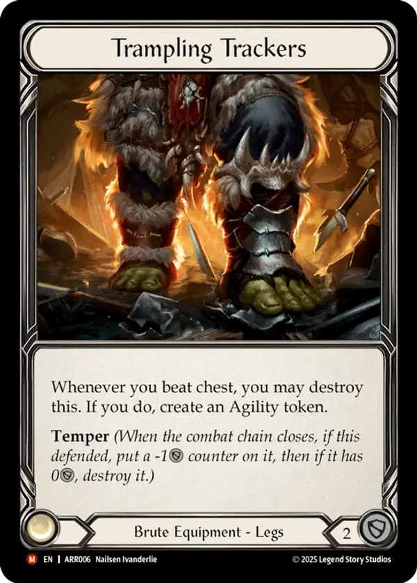 (006) Flesh & Blood TCG Armory Deck: Rhinar Single: Trampling Trackers (Rainbow Foil) Majestic