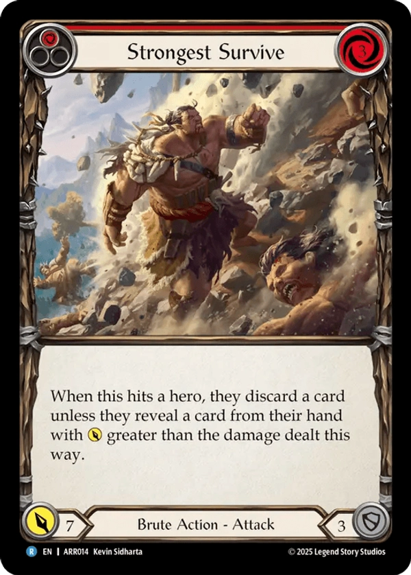 (014) Flesh & Blood TCG Armory Deck: Rhinar Single: Strongest Survive (Red) (Regular) Rare