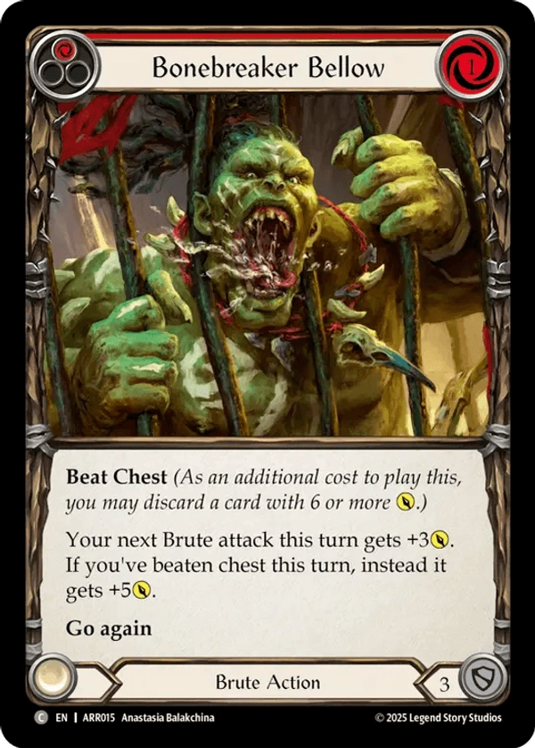 (015) Flesh & Blood TCG Armory Deck: Rhinar Single: Bonebreaker Bellow (Red) (Regular) Common