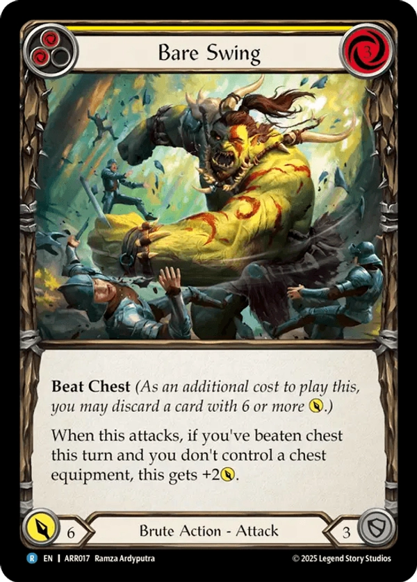 (017) Flesh & Blood TCG Armory Deck: Rhinar Single: Bare Swing (Yellow) (Regular) Rare