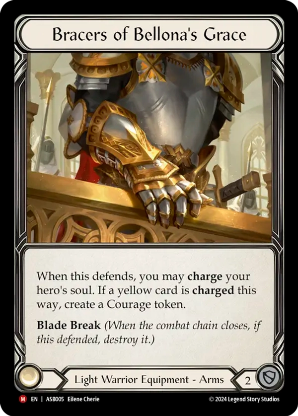 (005) Flesh & Blood TCG Armory Deck: Boltyn Single: Bracers of Bellona's Grace (Rainbow Foil) Majestic