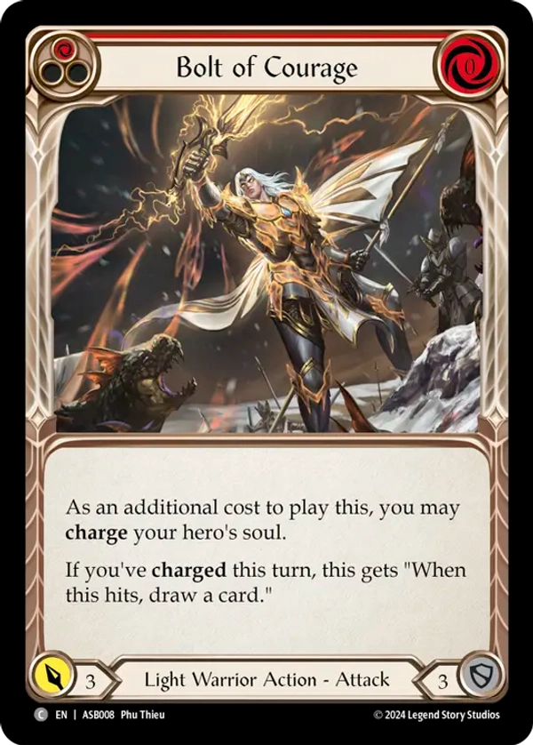 (008) Flesh & Blood TCG Armory Deck: Boltyn Single: Bolt of Courage (Red) (Regular) Common