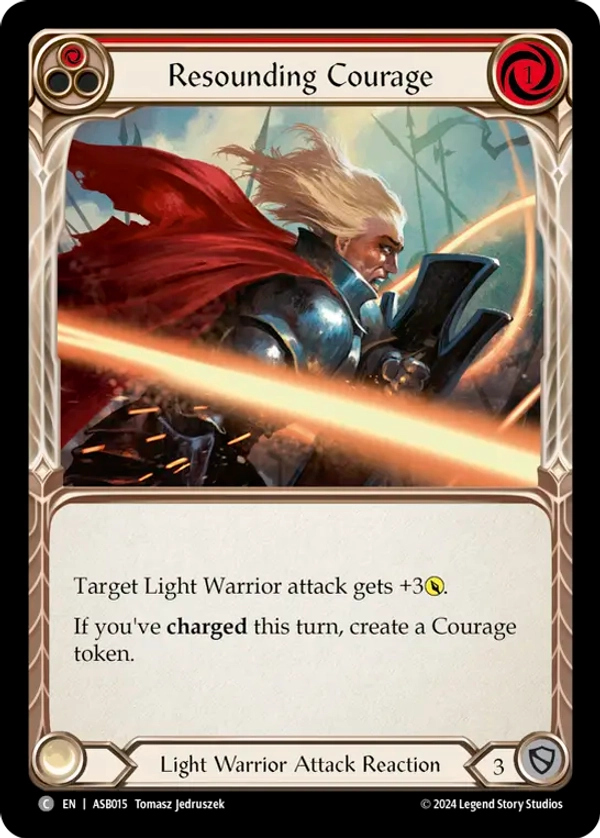 (015) Flesh & Blood TCG Armory Deck: Boltyn Single: Resounding Courage (Red) (Regular) Common