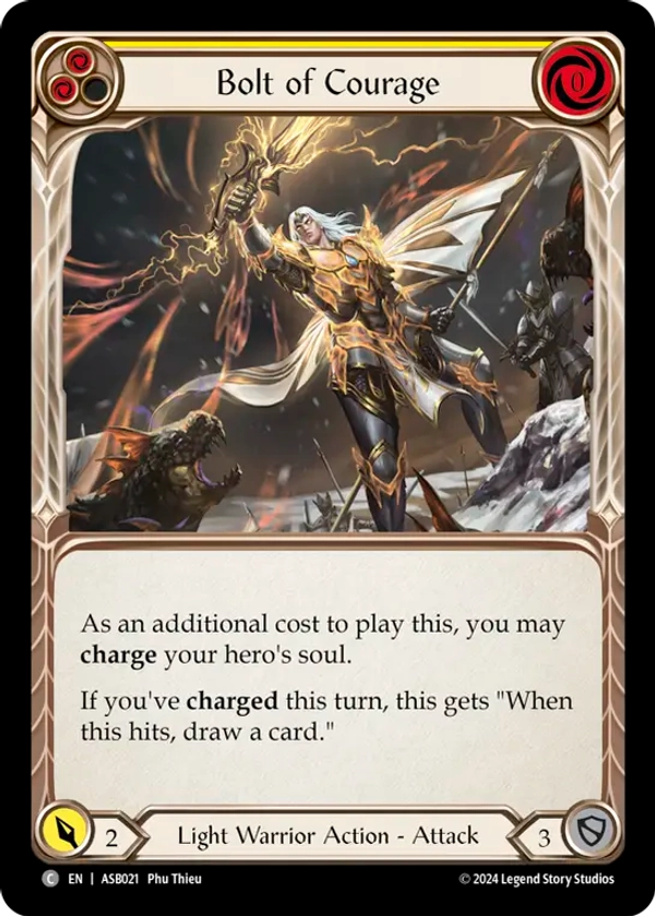 (021) Flesh & Blood TCG Armory Deck: Boltyn Single: Bolt of Courage (Yellow) (Regular) Common