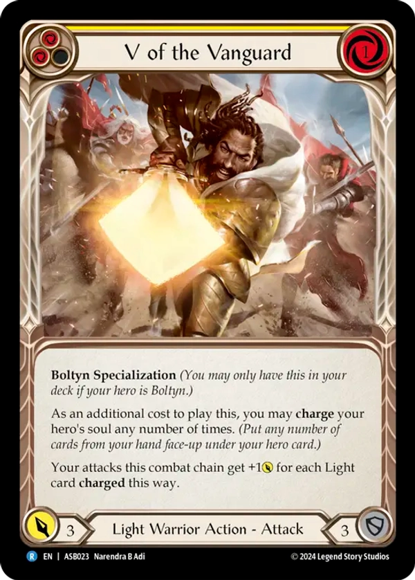 (023) Flesh & Blood TCG Armory Deck: Boltyn Single: V of the Vanguard (Regular) Rare