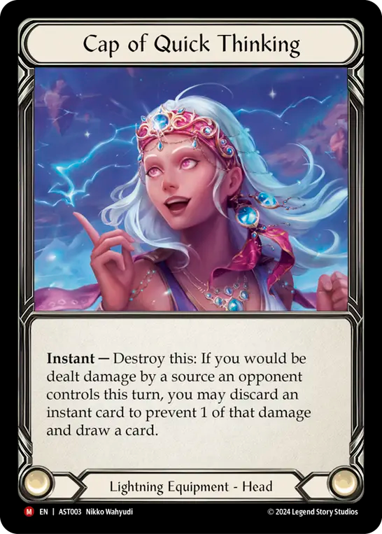 (003) Flesh & Blood TCG Armory Deck: Aurora Single: Cap of Quick Thinking (Rainbow Foil) Majestic