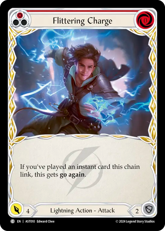 (010) Flesh & Blood TCG Armory Deck: Aurora Single: Flittering Charge (Red) (Regular) Common