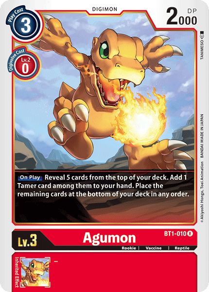 (BT1-010) Digimon TCG Release Special Booster v1.0 Single: Agumon (BT1-010) Rare
