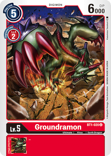 (BT1-020) Digimon TCG Release Special Booster v1.0 Single: Groundramon (BT1-020) Uncommon
