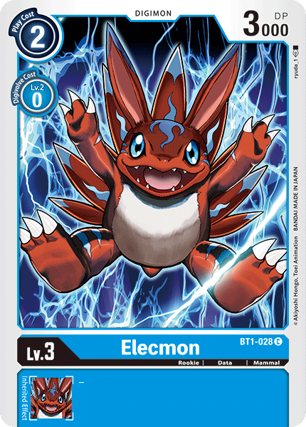 (BT1-028) Digimon TCG Release Special Booster v1.0 Single: Elecmon (BT1-028) Common