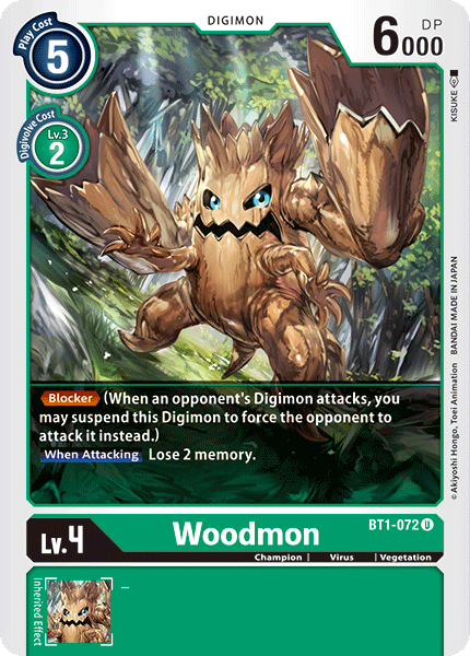 (BT1-072) Digimon TCG Release Special Booster v1.0 Single: Woodmon (BT1-072) Uncommon