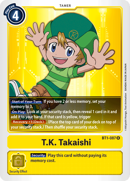 (BT1-087) Digimon TCG Release Special Booster v1.0 Single: T.K. Takaishi (BT1-087) Rare
