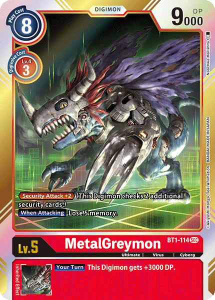 (BT1-114) Digimon TCG Release Special Booster v1.0 Single: MetalGreymon (BT1-114) (V.1) Secret Rare