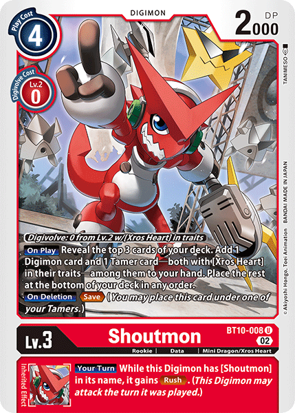 (008) Digimon TCG Xros Encounter Single: Shoutmon (BT10-008) Uncommon