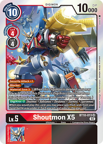 (013) Digimon TCG Xros Encounter Single: Shoutmon X5 (BT10-013) Super Rare