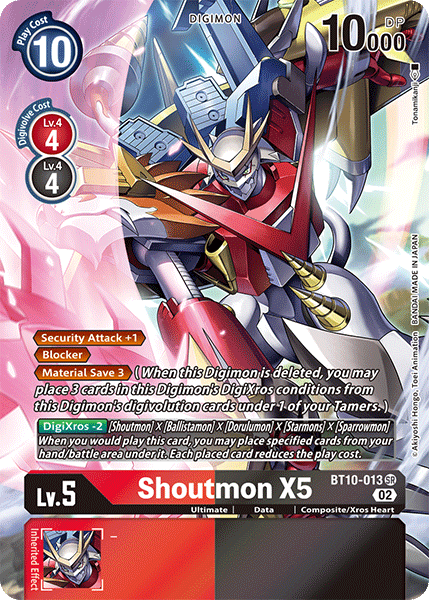 (013) Digimon TCG Xros Encounter Single: Shoutmon X5 (BT10-013) (V.2) Alternative Art