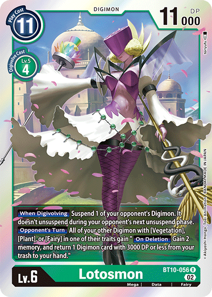 (056) Digimon TCG Xros Encounter Single: Lotosmon (BT10-056) Rare