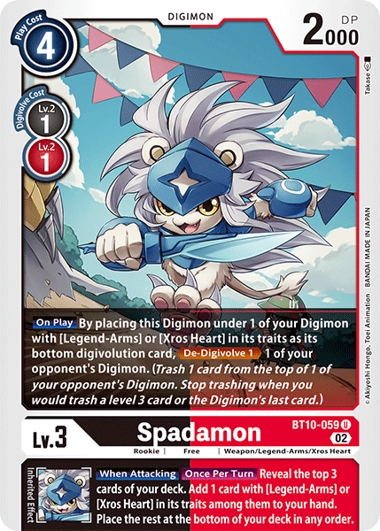(059) Digimon TCG Xros Encounter Single: Spadamon (BT10-059) Uncommon