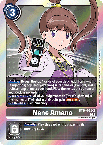 (092) Digimon TCG Xros Encounter Single: Nene Amano (BT10-092) Rare