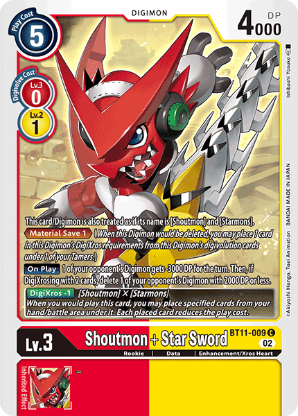(009) Digimon TCG Dimensional Phase Single: Shoutmon + Star Sword (BT11-009) (Holo) Common