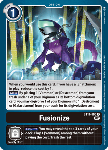 (105) Digimon TCG Dimensional Phase Single: Fusionize (BT11-105) (V.1) Uncommon
