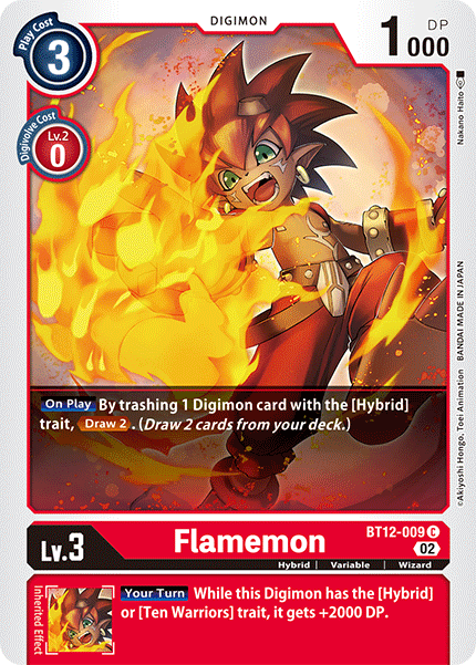 (009) Digimon TCG Across Time Single: Flamemon (BT12-009) Common