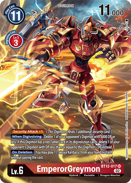 (017) Digimon TCG Across Time Single: EmperorGreymon (BT12-017) (V.2) Alternative Art