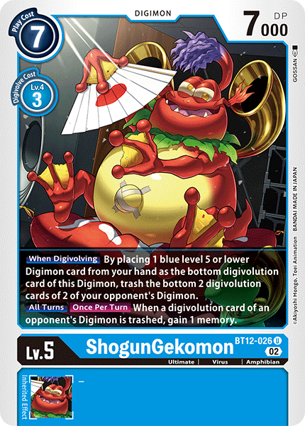 (026) Digimon TCG Across Time Single: ShogunGekomon (BT12-026) Uncommon