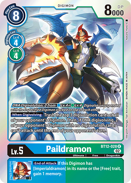 (028) Digimon TCG Across Time Single: Paildramon (BT12-028) Rare