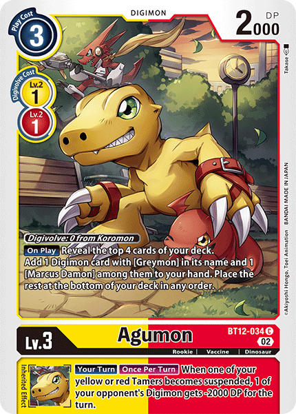 (034) Digimon TCG Across Time Single: Agumon (BT12-034) Common