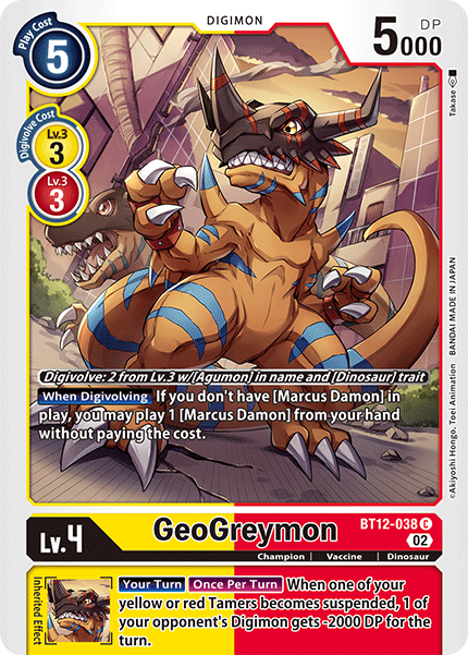 (038) Digimon TCG Across Time Single: GeoGreymon (BT12-038) Common