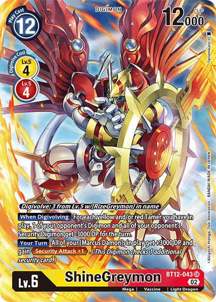 (043) Digimon TCG Across Time Single: ShineGreymon (BT12-043) (V.2) Alternative Art