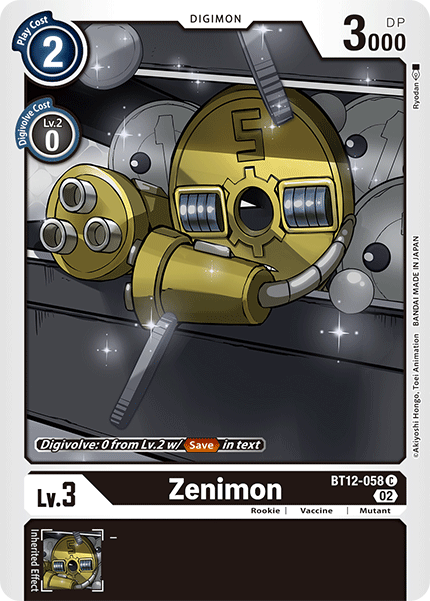 (058) Digimon TCG Across Time Single: Zenimon (BT12-058) Common