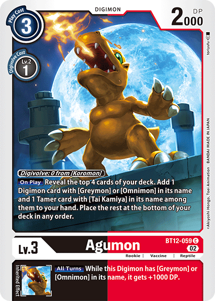 (059) Digimon TCG Across Time Single: Agumon (BT12-059) Common