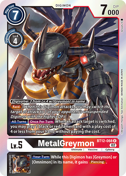 (068) Digimon TCG Across Time Single: MetalGreymon (BT12-068) Rare