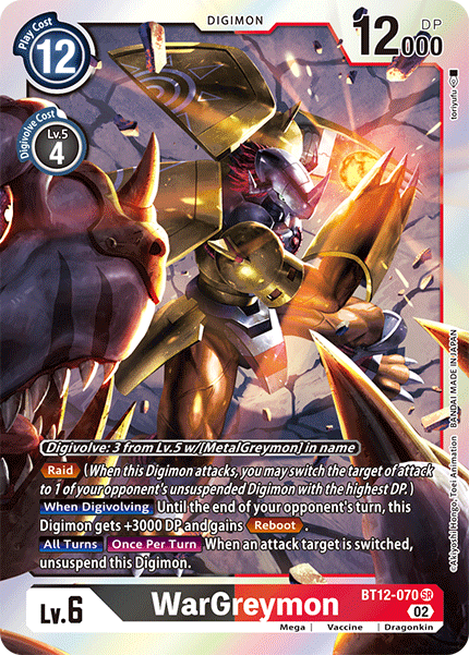 (070) Digimon TCG Across Time Single: WarGreymon (BT12-070) (V.1) Super Rare