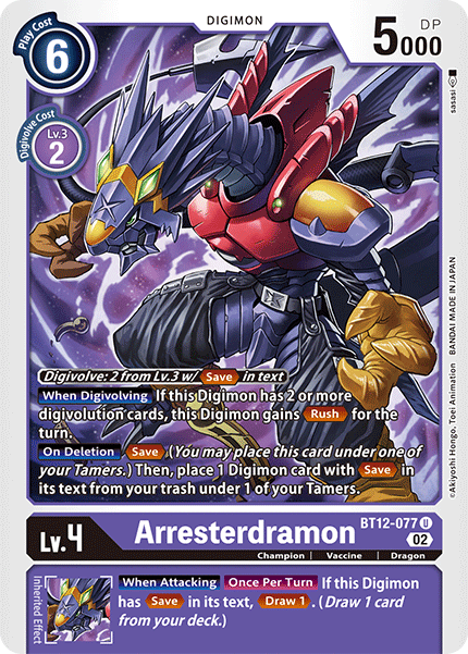 (077) Digimon TCG Across Time Single: Arresterdramon (BT12-077) Uncommon