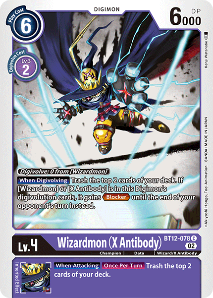 (078) Digimon TCG Across Time Single: Wizardmon (X Antibody) (BT12-078) Common