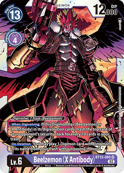 (085) Digimon TCG Across Time Single: Beelzemon (X Antibody) (BT12-085) (V.1) Super Rare