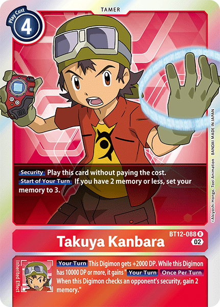 (088) Digimon TCG Across Time Single: Takuya Kanbara (BT12-088) (V.1) Rare