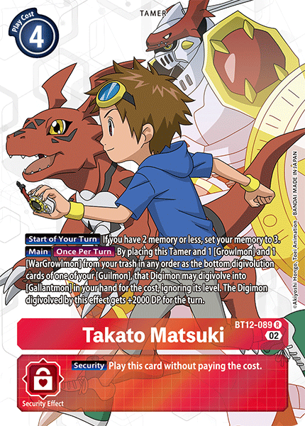 (089) Digimon TCG Across Time Single: Takato Matsuki (BT12-089) (V.2) Alternative Art
