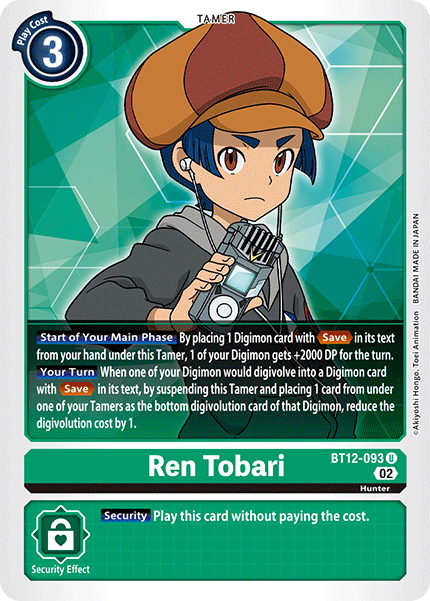 (093) Digimon TCG Across Time Single: Ren Tobari (BT12-093) Uncommon