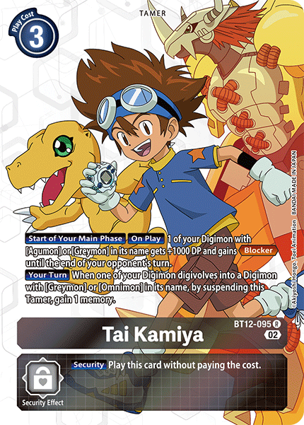 (095) Digimon TCG Across Time Single: Tai Kamiya (BT12-095) (V.2) Alternative Art