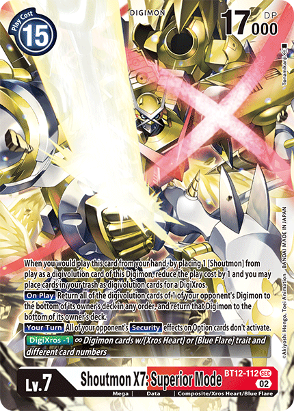 (112) Digimon TCG Across Time Single: Shoutmon X7: Superior Mode (BT12-112) (V.1) Secret Rare