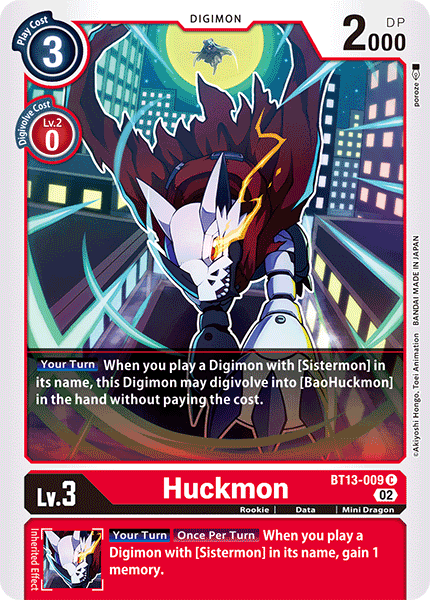 (009) Digimon TCG Versus Royal Knights Single: Huckmon (BT13-009) Common