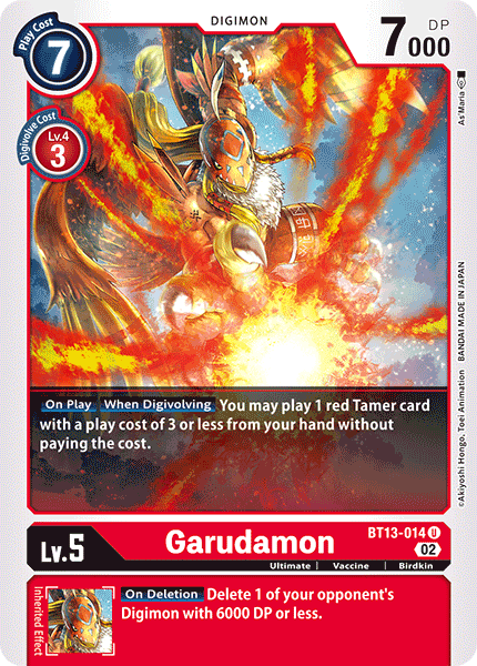 (014) Digimon TCG Versus Royal Knights Single: Garudamon (BT13-014) Uncommon