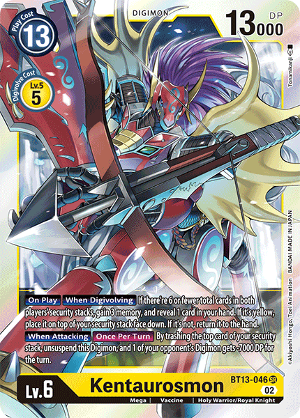 (046) Digimon TCG Versus Royal Knights Single: Kentaurosmon (BT13-046) (V.1) Super Rare