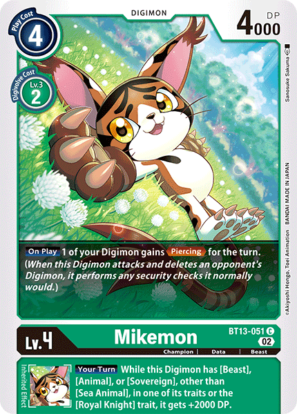 (051) Digimon TCG Versus Royal Knights Single: Mikemon (BT13-051) Common