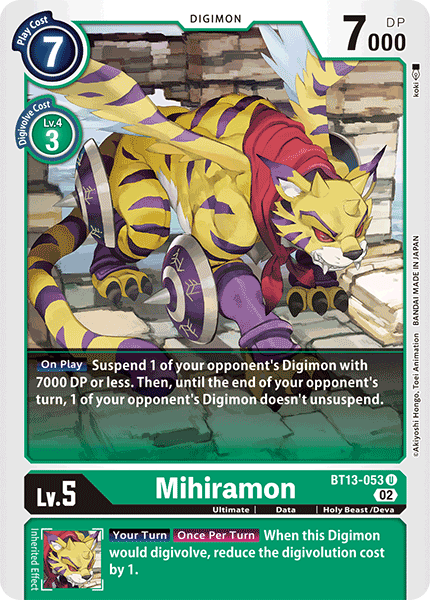 (053) Digimon TCG Versus Royal Knights Single: Mihiramon (BT13-053) Uncommon